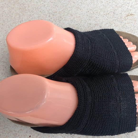 Arcopedico Shoes Arcopedico Womens Black Knit Slides Cork Sandals